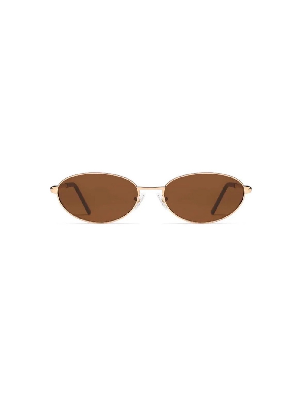 12SUN Retro Y2K Brown Oval Metal-Frame Sunglasses